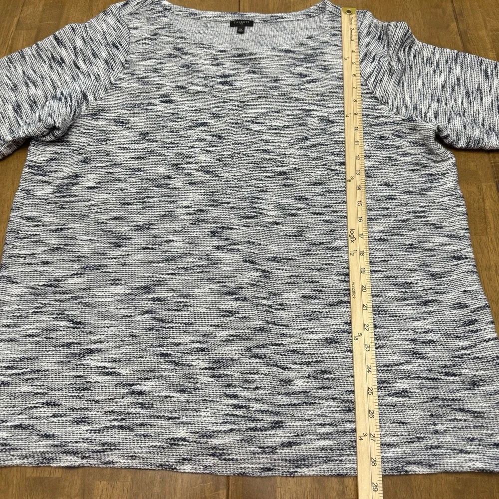 Talbots sweater women's 2X blue white marled abstract waves beach coast nautical